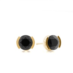 Schwarze Diamant Ohrstecker in einer halben Zargenfassung
