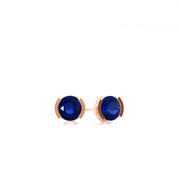 Blue Sapphire Stud Round Earring