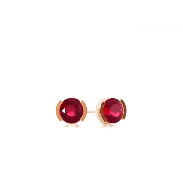 Ruby Stud Round Earring