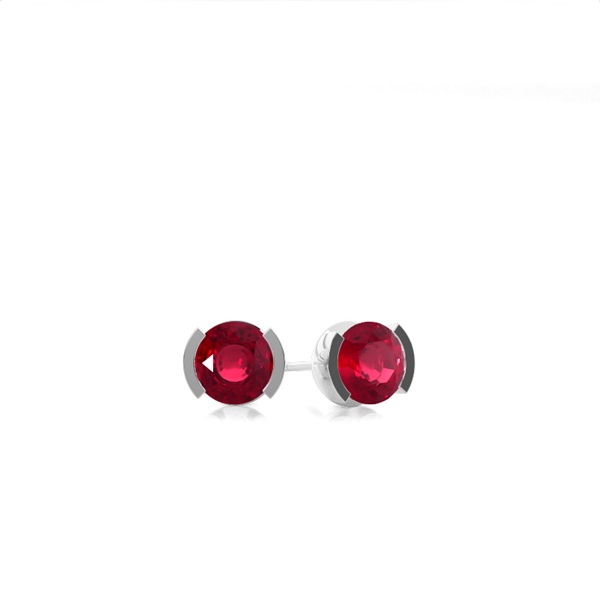 Ruby Stud Round Earring