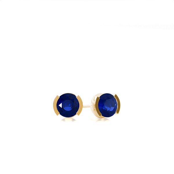Blue Sapphire Stud Round Earring