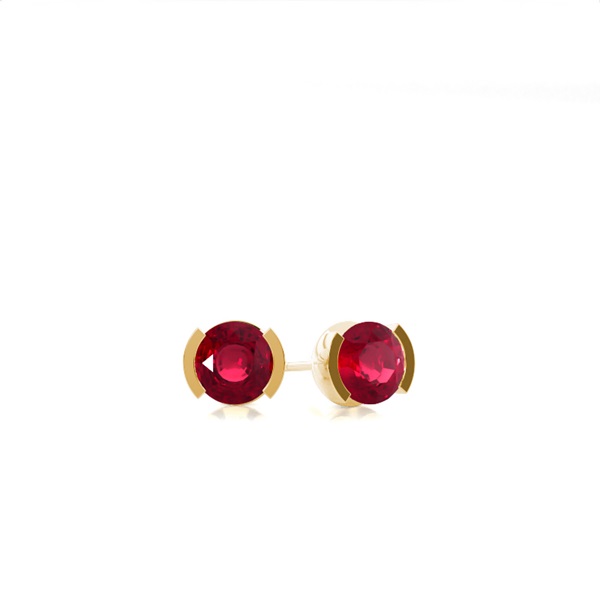 Ruby Stud Round Earring