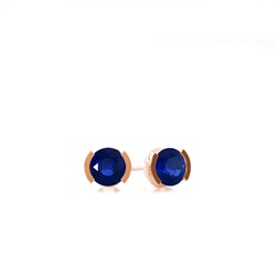 Blue Sapphire Stud Round Earring