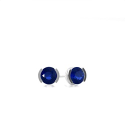 Blue Sapphire Stud Round Earring