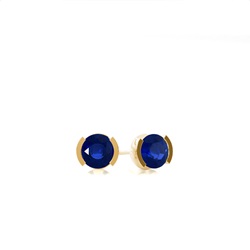 Blue Sapphire Stud Round Earring