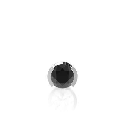 Semi Bezel Setting Black Diamond Men's Single Earring