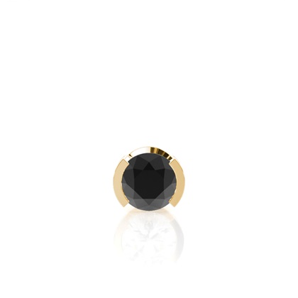 Semi Bezel Setting Black Diamond Men's Single Earring