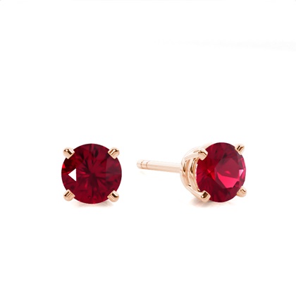 Rose Gold Ruby Earrings Diamond