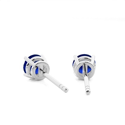 4 Prong Setting Round Blue Sappphire Stud Earring