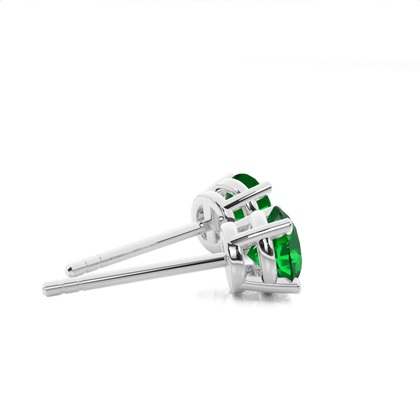 Runder Smaragd-Ohrstecker in einer 4-Krappen-Fassung