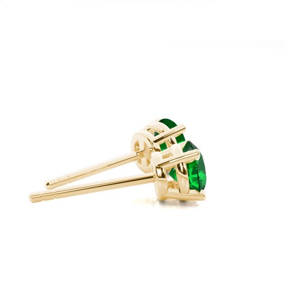 Runder Smaragd-Ohrstecker in einer 4-Krappen-Fassung