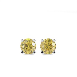 4 Prong  Yellow Diamond Stud Earring