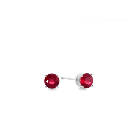 4 Prong Setting Round Ruby Stud Earring