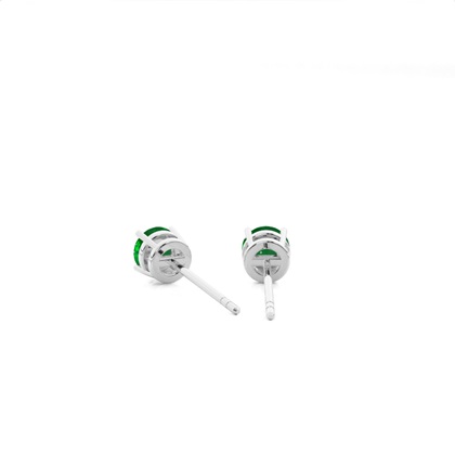 4 Prong Setting Round Emerald Stud Earring