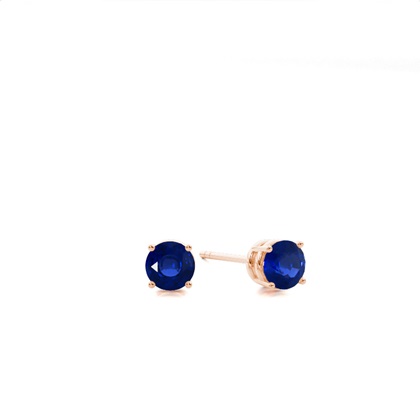 4 Prong Setting Round Blue Sapphire Stud Earring