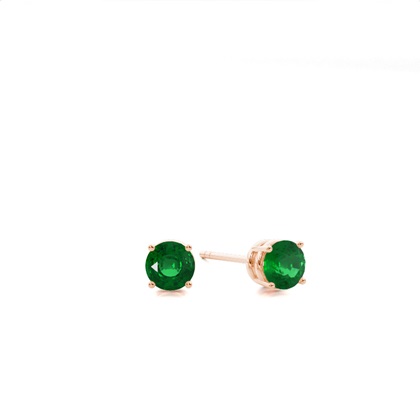 4 Prong Setting Round Emerald Stud Earring