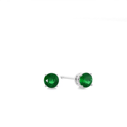 4 Prong Setting Round Emerald Stud Earring