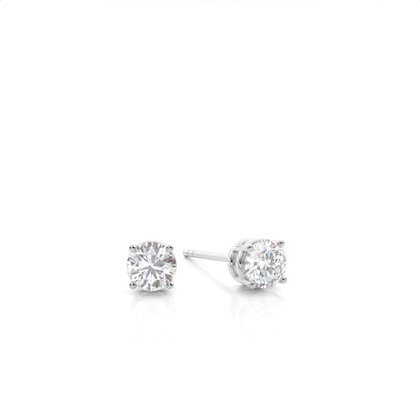 White Gold Round Moissanite Stud Earrings
