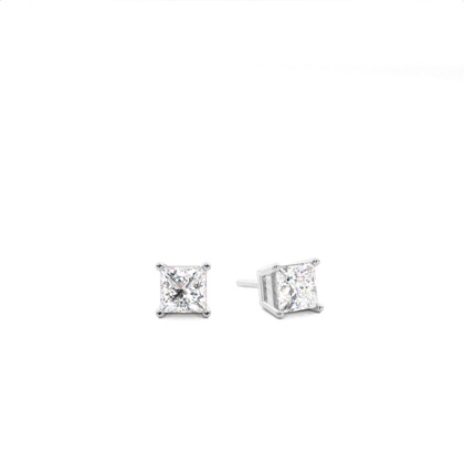 White Gold Princess Diamond Stud Earrings
