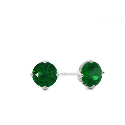 Emerald Round Stud Earring