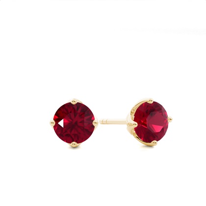 Yellow Gold Ruby Earrings Diamond