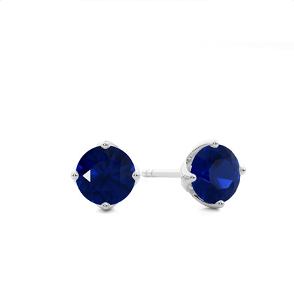 Blue Sapphire Round Stud Earring