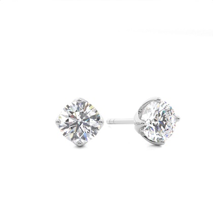 White Gold Round Diamond Stud Earrings