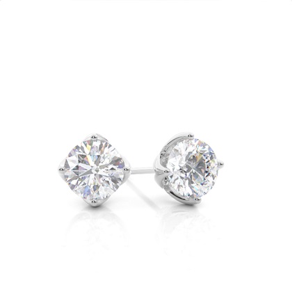 White Gold Round Moissanite Stud Earring
