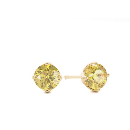 4 Prong Yellow Diamond Stud Earring