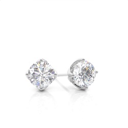 White Gold Round Moissanite Stud Earring