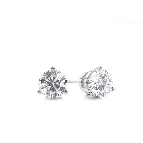 White Gold Round Diamond Stud Earrings