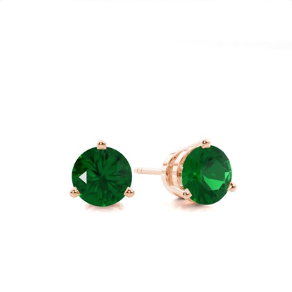 Rose Gold Emerald Diamond Earrings Diamond