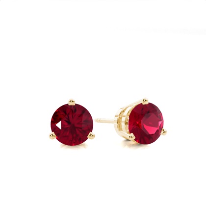 Yellow Gold Ruby Earrings Diamond