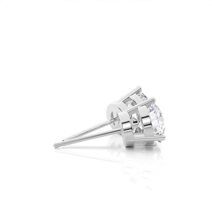 White Gold Round Moissanite Stud Earring