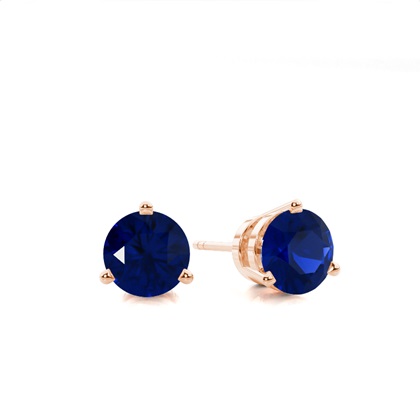 Round Stud Blue Sapphire Earring