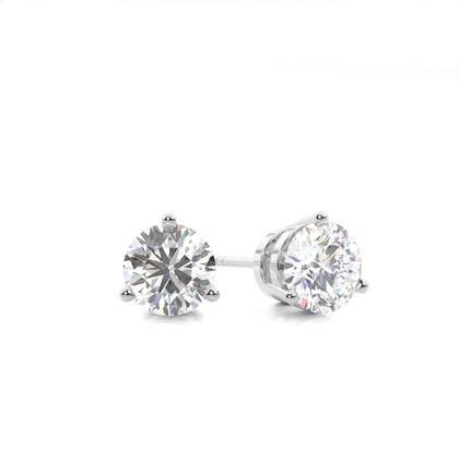 White Gold Round Diamond Stud Earrings
