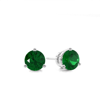 Round Stud Emerald Earring