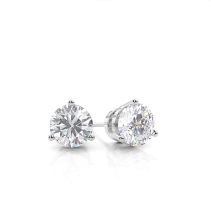 White Gold Round Moissanite Stud Earring