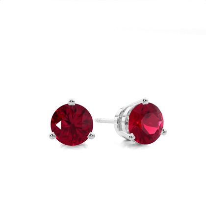 Round Stud Ruby Earring