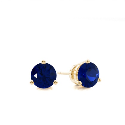 Round Stud Blue Sapphire Earring