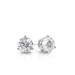 White Gold Round Moissanite Stud Earring