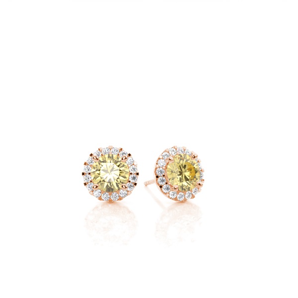 Yellow Diamond Halo Earrings