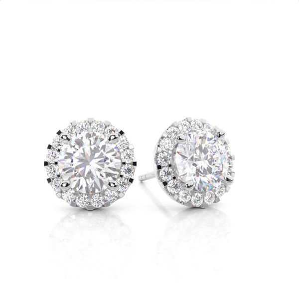 Prong Setting Round Moissanite Halo Stud Earring