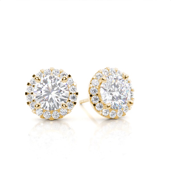 Prong Setting Round Moissanite Halo Stud Earring