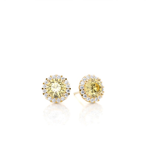 Yellow Diamond Halo Earrings