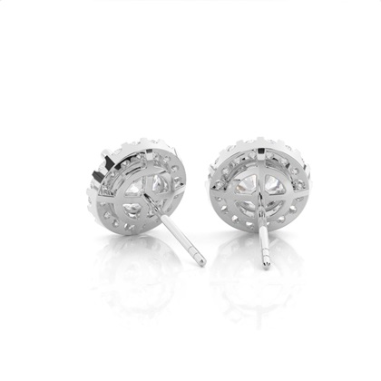 Prong Setting Runde Moissanit Halo Ohrstecker