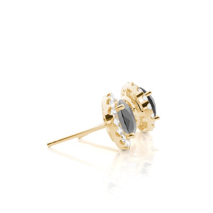 Yellow Gold Black Diamond Earrings