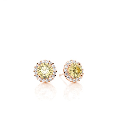 Yellow Diamond Halo Earrings
