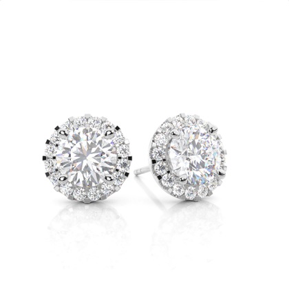 Prong Setting Round Moissanite Halo Stud Earring