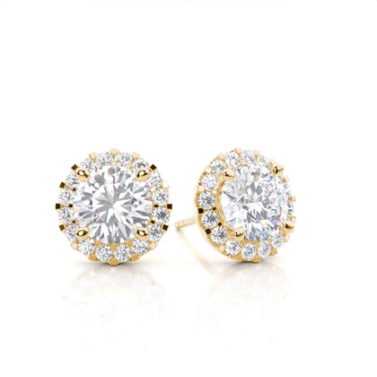 Prong Setting Round Moissanite Halo Stud Earring